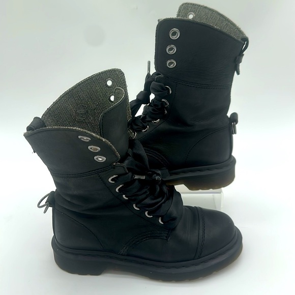 Doc Martens Aimilita Fold Down Gray Twill Combat Boot Womens Size